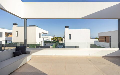 Villa Esencia: Arquitectura, Barrio Residencial, Diseño Urbano, Suelo, Casa, Material Compuesto, Balcón, Departamento, Sombra, Hormigón