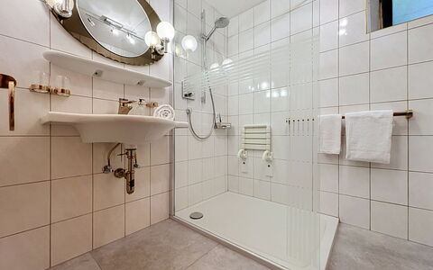 Ferienhaus Christl: Baño, Diseño De Interiores, Arreglo De Tubería, Piso, Suelo, Ducha, Plomería, Lavabo Del Baño, Grifo, Alcachofa De La Ducha