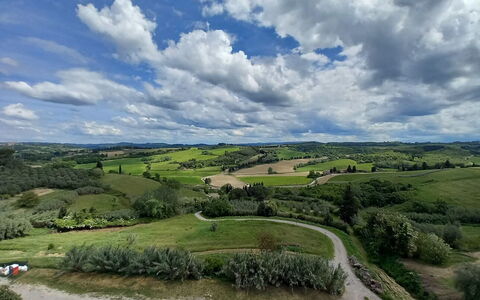 La Veduta - la Finestra su Castelfalfi: Cielo, Nube, Paisaje Natural, Pradera, Horizonte, Llanura, Ecorregión, Paisaje, El Terreno Del Lote, Campo