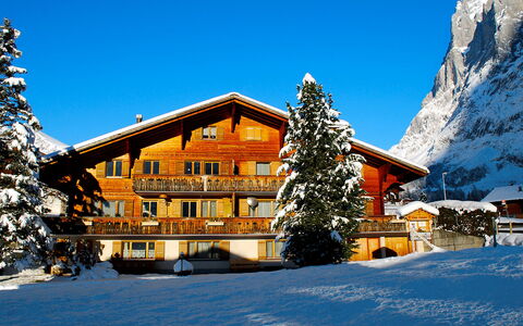 Chalet Chiebrendli: Edificio, Nieve, Cielo, Ventana, Árbol, Planta, Montaña, Alerce, Casa, Pendiente