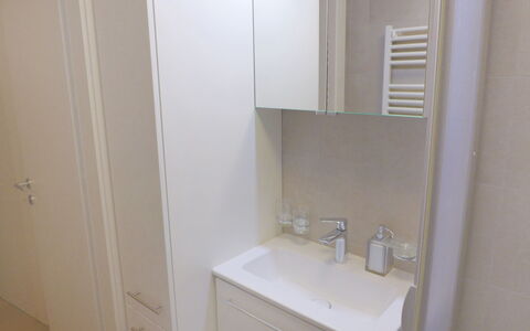 Crans-Montana 450: Lavabo, Grifo, Lavabo Del Baño, Espejo, Baño, Arreglo De Tubería, Gabinetes, Mueble De Baño, Madera, Edificio
