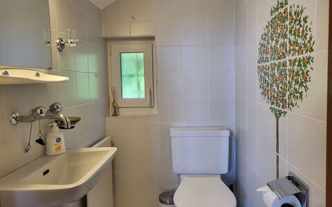Stellina del Sole: Baño, Asiento Del Baño, Baño, Lavabo Del Baño, Arreglo De Tubería, Pared, Lavabo, Diseño De Interiores, Piso, Grifo