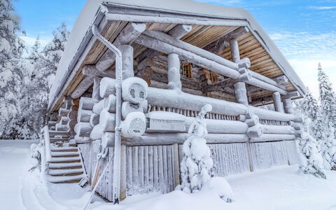 Kitka-Nokkela: Nieve, Invierno, Madera, Cabaña, Casa, Techo, \Choza, Casa, Congelación, Cuarto De Troncos