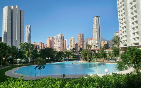 Benidorm 700: Agua, Cielo, Edificio, Rascacielos, Planta, Tiempo De Día, Propiedad, Piscina, Árbol, Azur